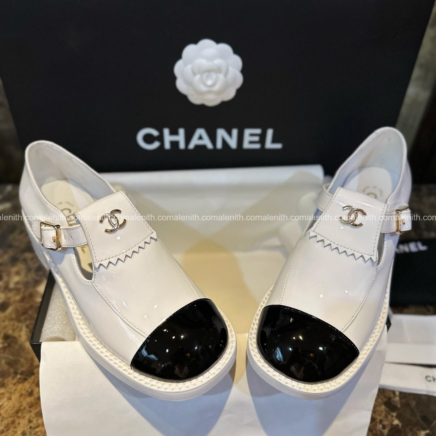 Chanel 23B Cap-Toe T-Strap Mary Jane